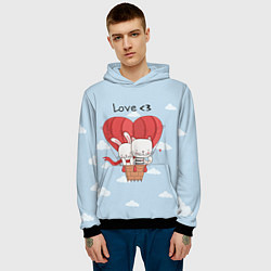 Толстовка-худи мужская Влюбленные на шаре, цвет: 3D-черный — фото 2