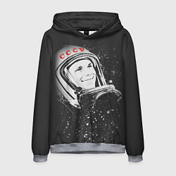 Толстовка-худи мужская Гагарин в космосе, цвет: 3D-меланж