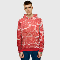 Толстовка-худи мужская Кусок мяса, цвет: 3D-красный — фото 2