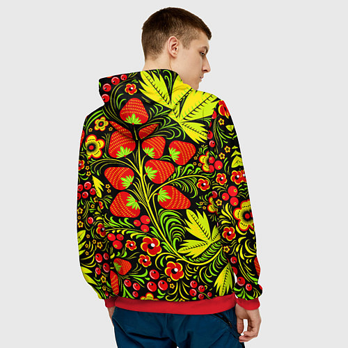 Мужская толстовка Хохлома: земляника / 3D-Красный – фото 4