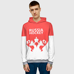 Толстовка-худи мужская Russia Hockey, цвет: 3D-меланж — фото 2