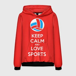 Толстовка-худи мужская Keep Calm & Love Volleyball, цвет: 3D-черный