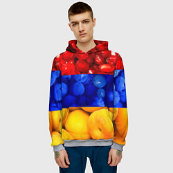 Толстовка-худи мужская Флаг Армении, цвет: 3D-меланж — фото 2
