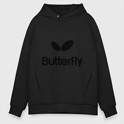 Толстовка оверсайз мужская Butterfly Logo, цвет: черный