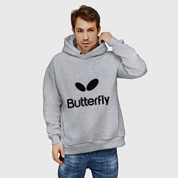 Толстовка оверсайз мужская Butterfly Logo, цвет: меланж — фото 2