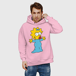 Толстовка оверсайз мужская Maggie Simpson, цвет: светло-розовый — фото 2