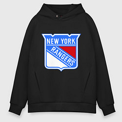 Толстовка оверсайз мужская New York Rangers, цвет: черный