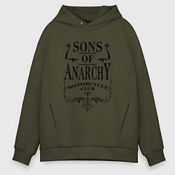 Толстовка оверсайз мужская Anarchy Motorcycle Club, цвет: хаки