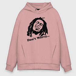 Толстовка оверсайз мужская Bob Marley: Don't worry, цвет: пыльно-розовый