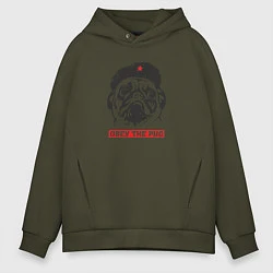 Толстовка оверсайз мужская Obey the pug, цвет: хаки