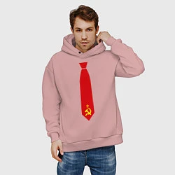 Толстовка оверсайз мужская Советский галстук, цвет: пыльно-розовый — фото 2