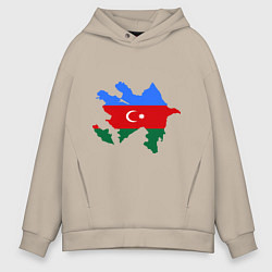 Толстовка оверсайз мужская Azerbaijan map, цвет: миндальный