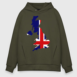 Толстовка оверсайз мужская Великобритания (Great Britain), цвет: хаки