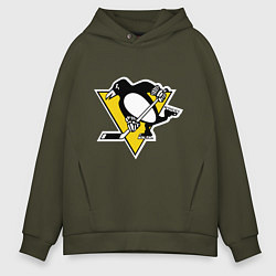 Толстовка оверсайз мужская Pittsburgh Penguins, цвет: хаки