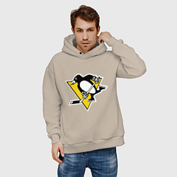 Толстовка оверсайз мужская Pittsburgh Penguins, цвет: миндальный — фото 2
