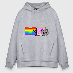 Толстовка оверсайз мужская Nyan Cat, цвет: меланж