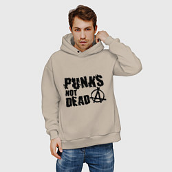 Толстовка оверсайз мужская Punks not dead, цвет: миндальный — фото 2