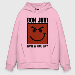 Толстовка оверсайз мужская Bon Jovi: Have a nice day, цвет: светло-розовый