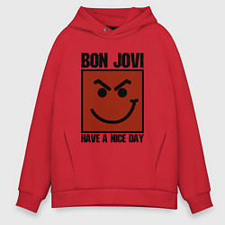 Толстовка оверсайз мужская Bon Jovi: Have a nice day, цвет: красный