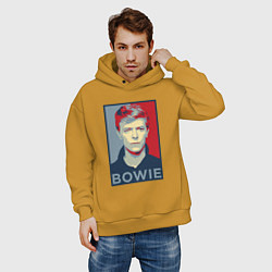 Толстовка оверсайз мужская Bowie Poster, цвет: горчичный — фото 2