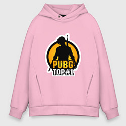 Толстовка оверсайз мужская PUBG Top 1, цвет: светло-розовый