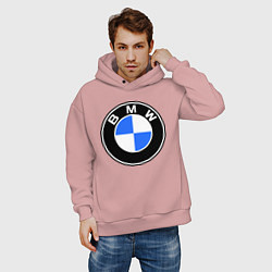 Толстовка оверсайз мужская Logo BMW, цвет: пыльно-розовый — фото 2