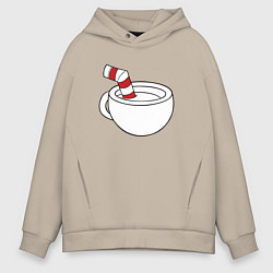 Толстовка оверсайз мужская Red Cuphead, цвет: миндальный