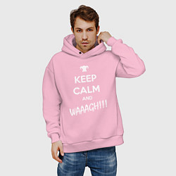 Толстовка оверсайз мужская Keep Calm & WAAAGH, цвет: светло-розовый — фото 2