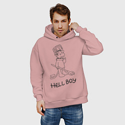 Толстовка оверсайз мужская Bart: Hell Boy, цвет: пыльно-розовый — фото 2