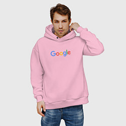Толстовка оверсайз мужская Google цвета светло-розовый — фото 2