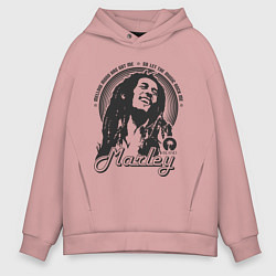 Толстовка оверсайз мужская Bob Marley: Island, цвет: пыльно-розовый
