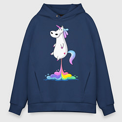 Толстовка оверсайз мужская Взлет единорога, цвет: тёмно-синий