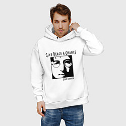 Толстовка оверсайз мужская Give Peace a Chance, цвет: белый — фото 2