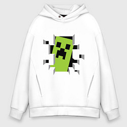 Толстовка оверсайз мужская Crash Minecraft, цвет: белый