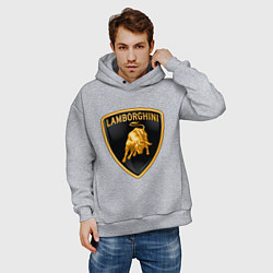 Толстовка оверсайз мужская Lamborghini logo, цвет: меланж — фото 2