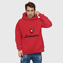 Толстовка оверсайз мужская Logo lamborghini, цвет: красный — фото 2