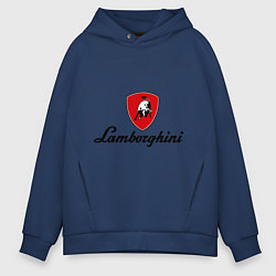 Толстовка оверсайз мужская Logo lamborghini, цвет: тёмно-синий