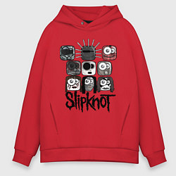 Толстовка оверсайз мужская Slipknot Masks, цвет: красный