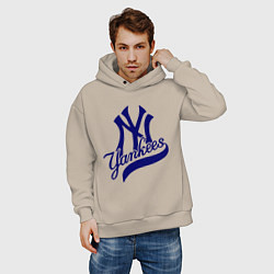 Толстовка оверсайз мужская NY - Yankees, цвет: миндальный — фото 2