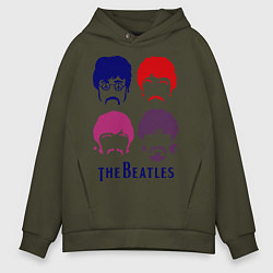 Толстовка оверсайз мужская The Beatles faces, цвет: хаки