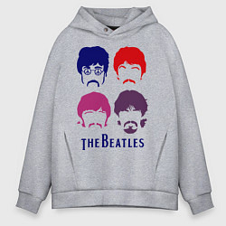 Толстовка оверсайз мужская The Beatles faces, цвет: меланж