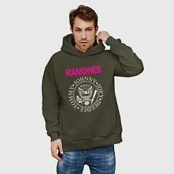 Толстовка оверсайз мужская Ramones Boyband, цвет: хаки — фото 2