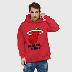 Толстовка оверсайз мужская Miami Heat-logo, цвет: красный — фото 2