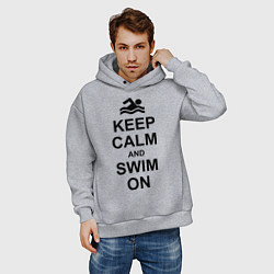 Толстовка оверсайз мужская Keep Calm & Swim On, цвет: меланж — фото 2