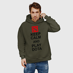 Толстовка оверсайз мужская Keep Calm & Play Dota, цвет: хаки — фото 2