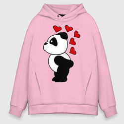 Толстовка оверсайз мужская Поцелуй панды: для него, цвет: светло-розовый