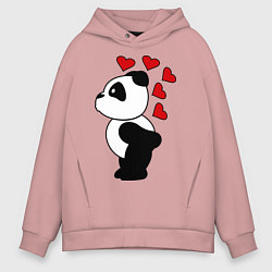 Толстовка оверсайз мужская Поцелуй панды: для него, цвет: пыльно-розовый