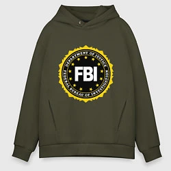 Толстовка оверсайз мужская FBI Departament, цвет: хаки