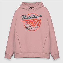 Толстовка оверсайз мужская Nickelback Est. 1995, цвет: пыльно-розовый