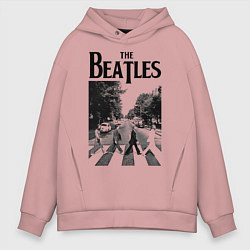 Толстовка оверсайз мужская The Beatles: Mono Abbey Road, цвет: пыльно-розовый